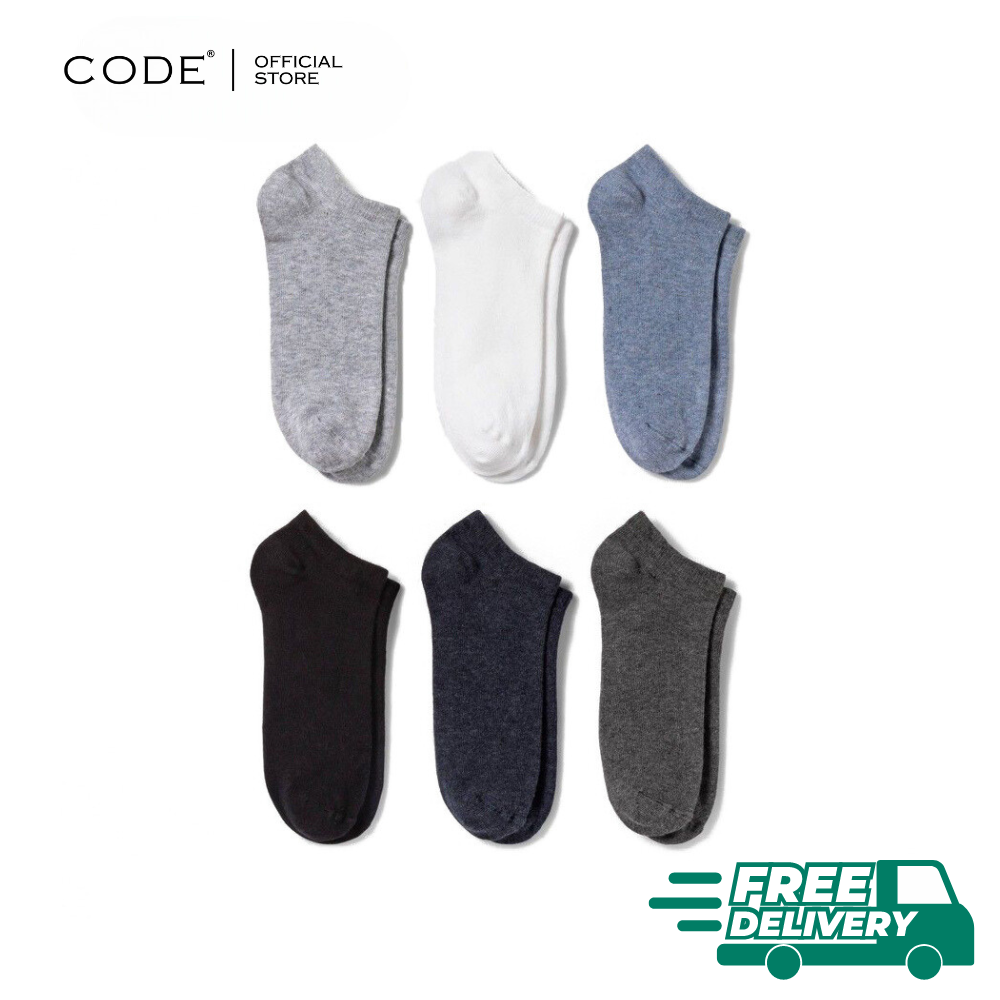 Code 6 Pairs Cotton Ankle Socks For Men Women - 3 Random colors