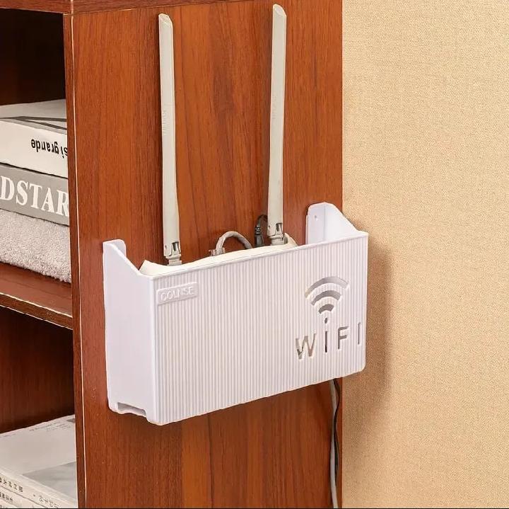 Wireless Wifi Router Shelf, Wall-mounted Cable Power Bracket Organizer, Router Wall Hanging Rack, Game Console Box, Self Adhesive Storage Rack, ABS Cable Organizer Box, Socket Power Cord Storage Shelf, Home Office Wall Organizer Management