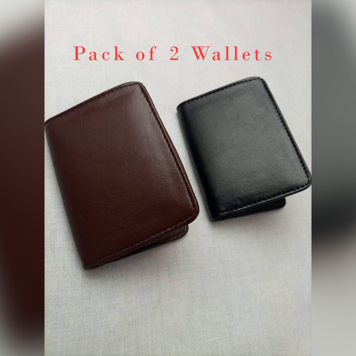 Pack of 2 Leather Wallets | Slim Wallets | Black & Brown
