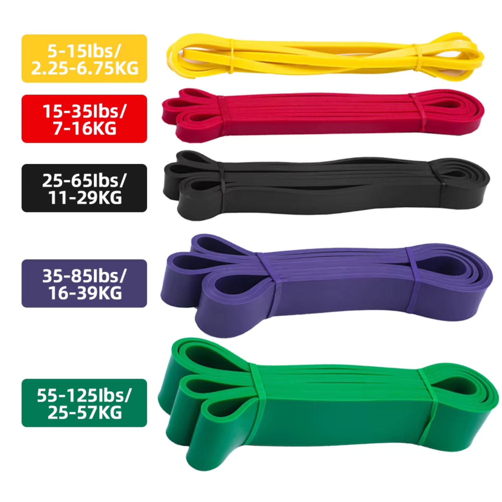 Resistance Bands for Exercise, Pull Up Assist Bands, Resistance Loop Bands, Latex Elastic Stretch Bands, Workout Bands for Home Gym, Strength Training Bands, Resistance Band for Physical Therapy, Fitness, Yoga, Pilates – Yellow Red Black Blue Green