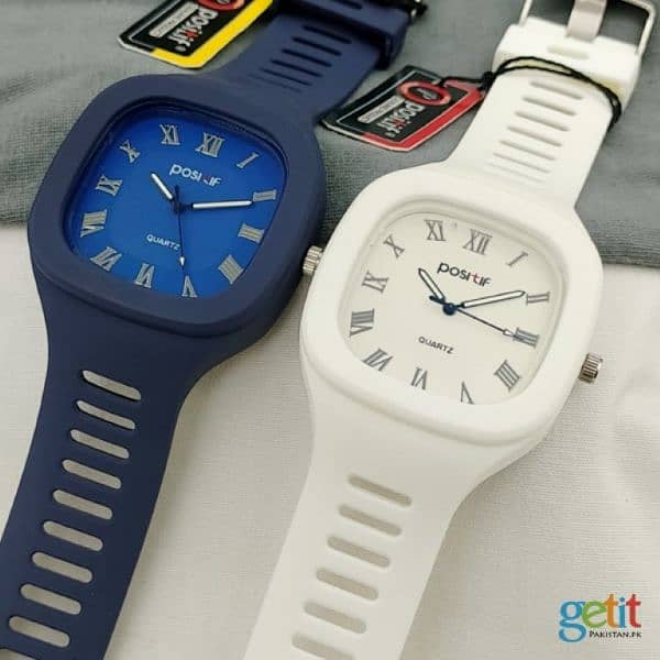Pack of 2 Stylish Square Dial Smooth Silicon Straps Casual Watch Stylish Analog Watch for Boys Men's
