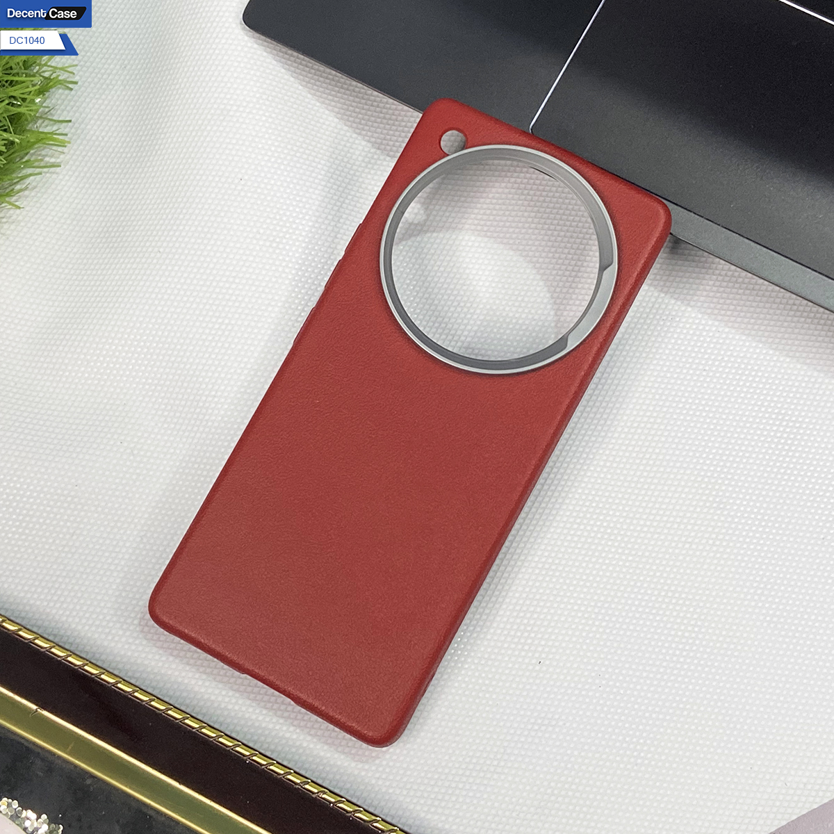 Infinix Zero 40 Cover - Light Gray - New Leather Texture Metal Ring Phone Case – Slim Soft Protective Back Cover