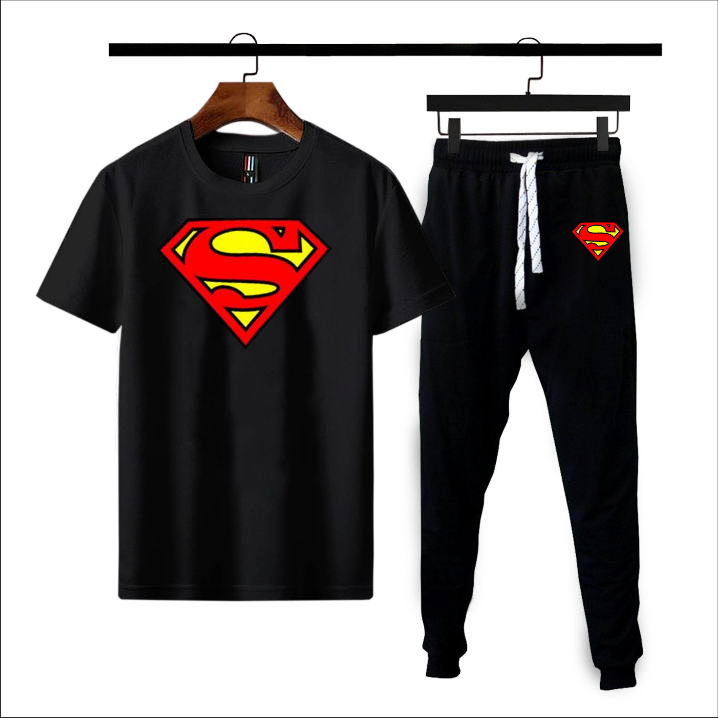 New stylish trendy superman printed summer tracksuit for men&boys Soft & Comfy Fabric Summer Printed Tracksuit recommended article -black