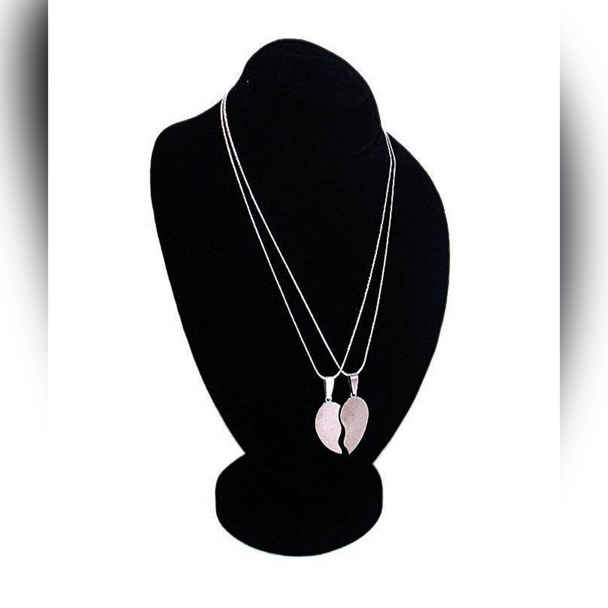 Simple Broken Heart Double Chain Pendant Necklace For Couple