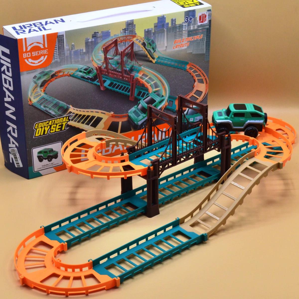 Car Splicing Railway Racing Track Circuit Car Toy Kids Assembling DIY Rail Car Race Tracks For Children Educational Toys