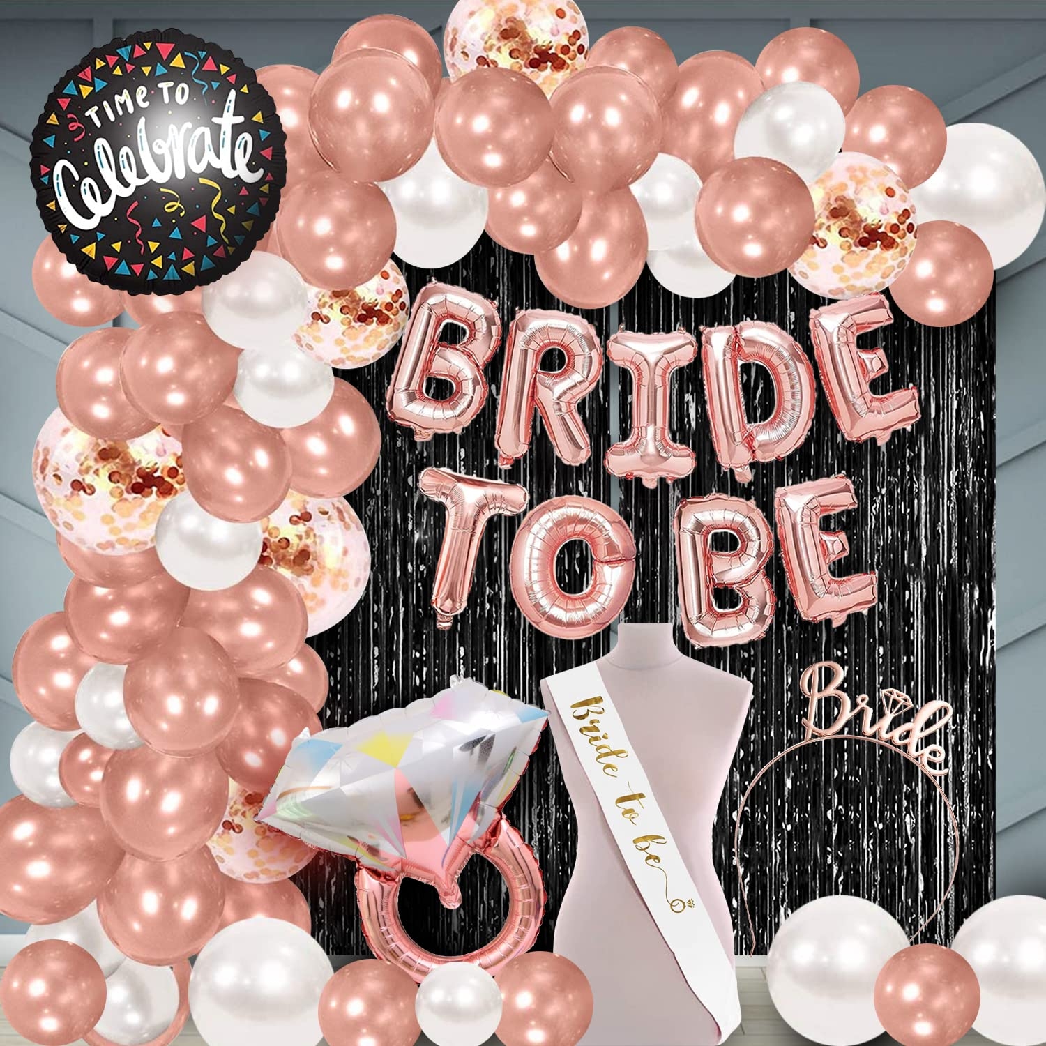 Beautiful Bridal Shower Decoration Full Set in Rose Gold & White Theme