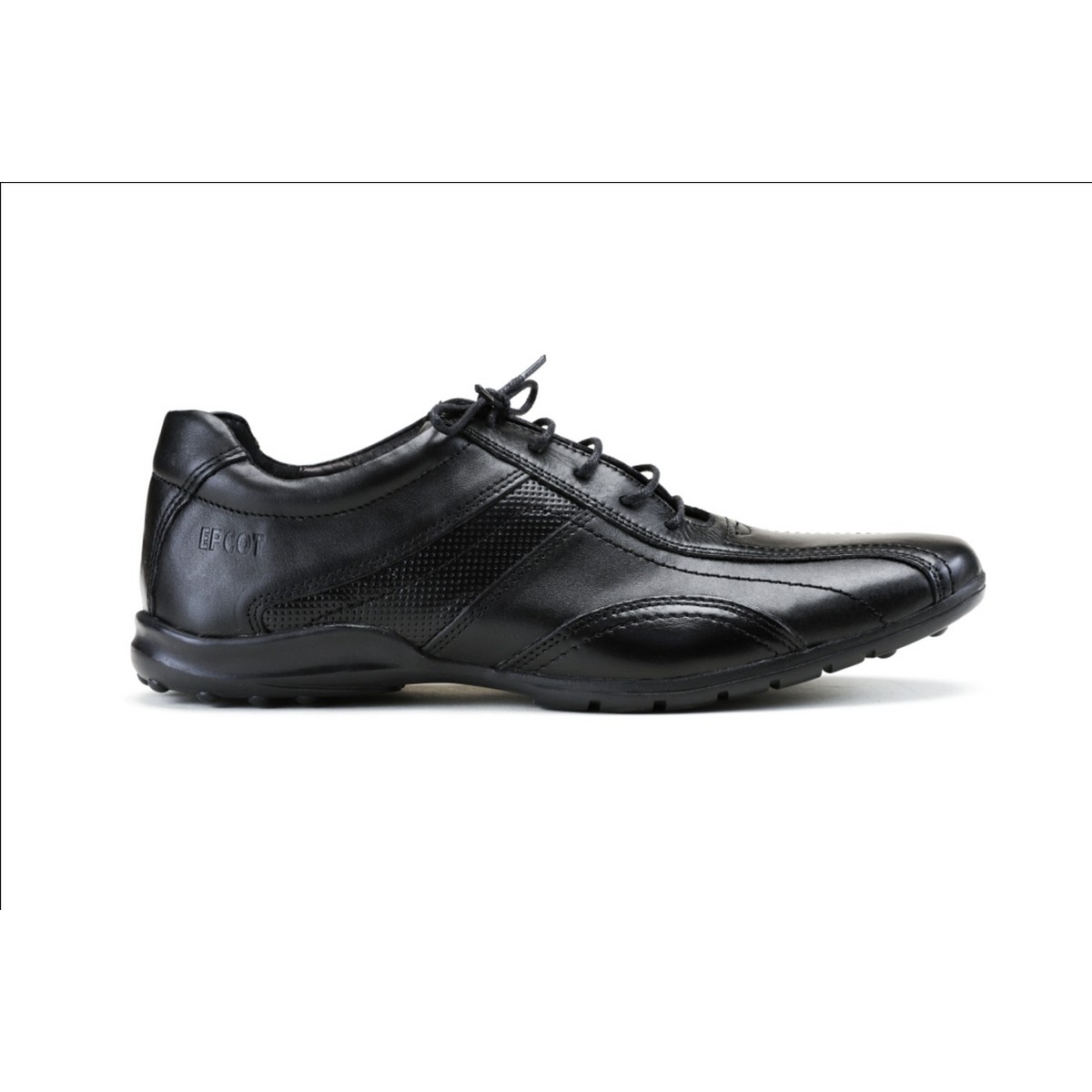 Epcot Black Leather Sneakers Shoes For Men - Drm 06 Black