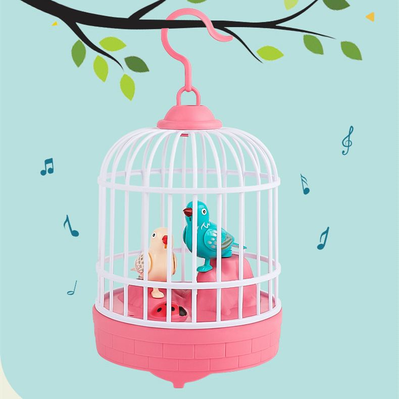Electric Mini Bird Cage Toy with Light & Sound | Singing Chirping Moving Parrot Toy | Battery Operated Kids Toy | Cute Home Decoration | Birthday Gift for Kids | Realistic Mini Birds Cage Toy for Home & Office Decor (Random Color)
