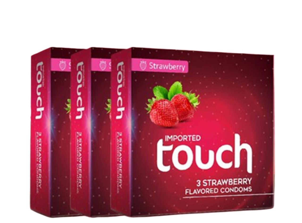 Touch Strawberry Flavored Condoms - Pack of 9