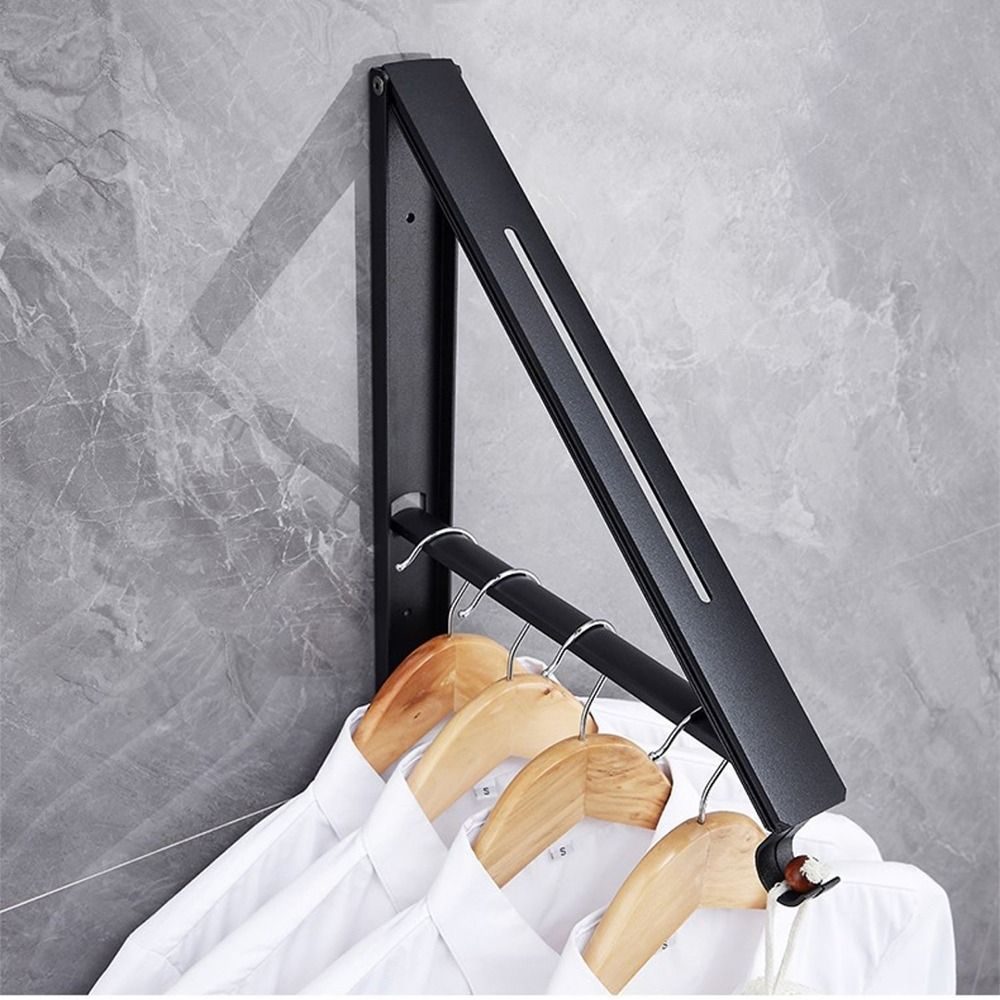Aluminum 27" Collapsible Wall Mounted Clothes Drying Rack, Space Saver, Easy Storage, Retractable