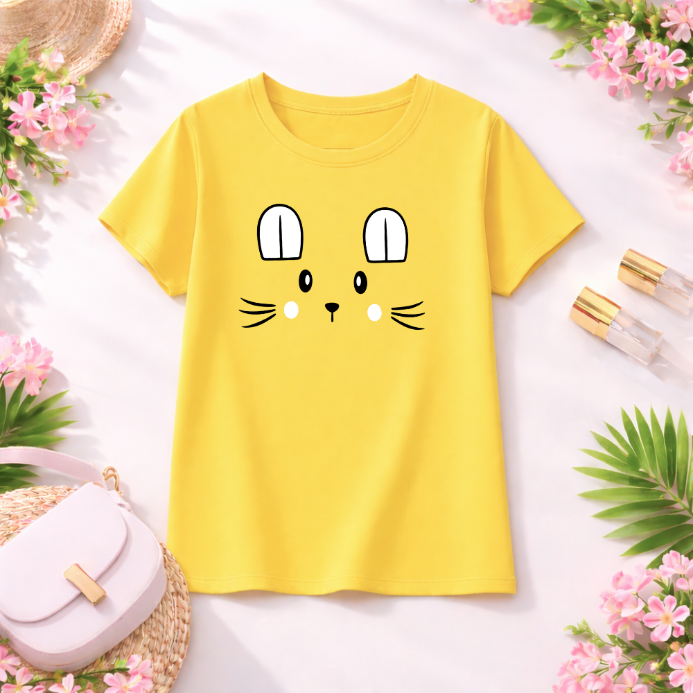 MK Garments -  Girls Baby Bunny Face Printed Top and T Shirt Half Sleeves Summer Cotton Casual T Shirt for Girls
