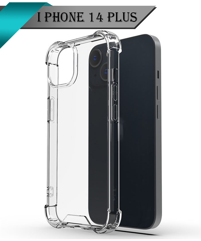 I Phone 14 Plus Transparent Four Corner Soft Silicone Clear Case Back cover