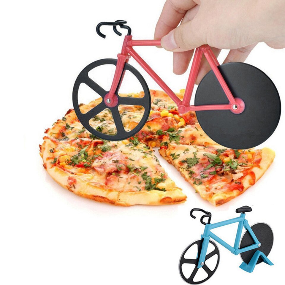 Bicycle Pizza Cutter Professional Stainless Steel Non-stick Bike Round Pizza Slicer