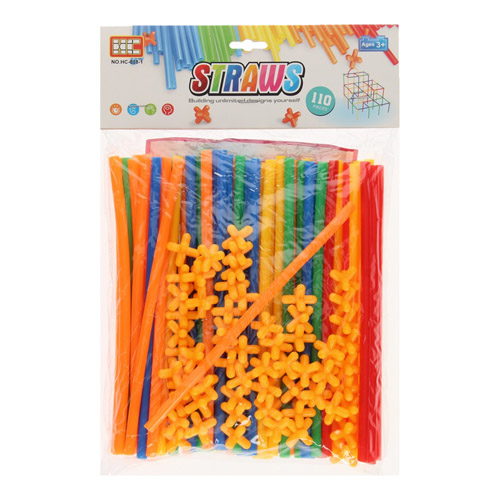 RAINBOW Building Straws and Connectors - STEM Blocks Construction Toys for Boys & Girls - 110 Pcs Straw Building Set - Engineering Connector Blocks for Kids