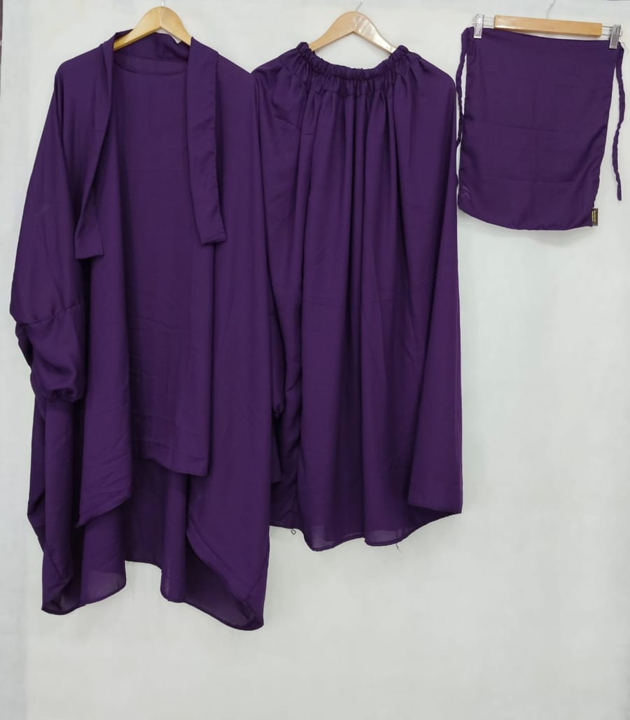 3 Piece Jilbab Set with Naqab & Skirt Black | Wool Peach Fabric | Full Coverage Modest Islamic Wear for Women | Prayer, Umrah & Daily Wear