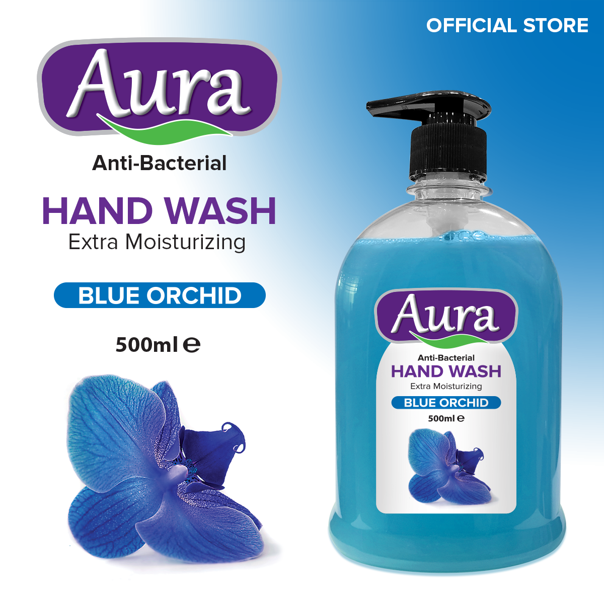 Clearex Pakistan - Aura Anti-bacterial Liquid Handwash Blue Orchid 500ml