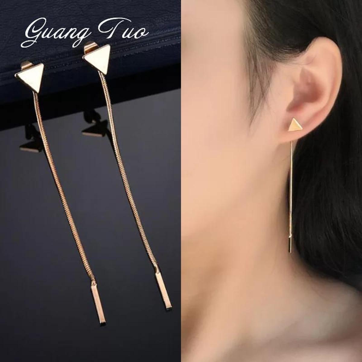 Fashion Triangle Earrings Chain Tassel Earrings For Women Jewelry Temperament Simple Long Earrings Boucle D'oreille Femme Imported Fashion Jewellery - Trendy Earrings For Girls