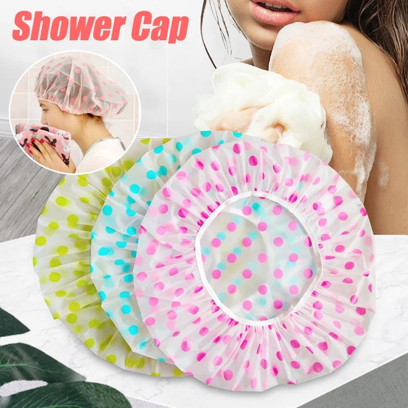 New Multipurpose Waterproof Bath Caps Plastic Reusable Shower Caps Elastic  Eva Free-Size Band Bath Hair Hat for Women Ladies Men Spa Salon Beauty Parlours Bathroom Baby Hair Cap for Shower or Travel