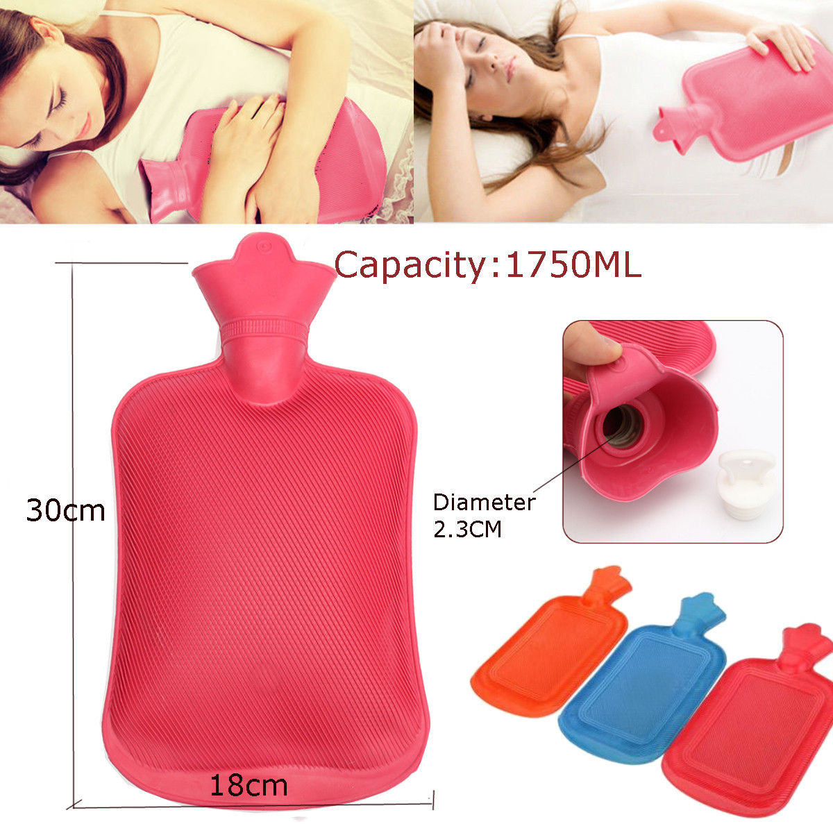 Hot Water Bag / Bottle Natural Rubber -Full Large size 2 liter Capicity Professional series high Quality