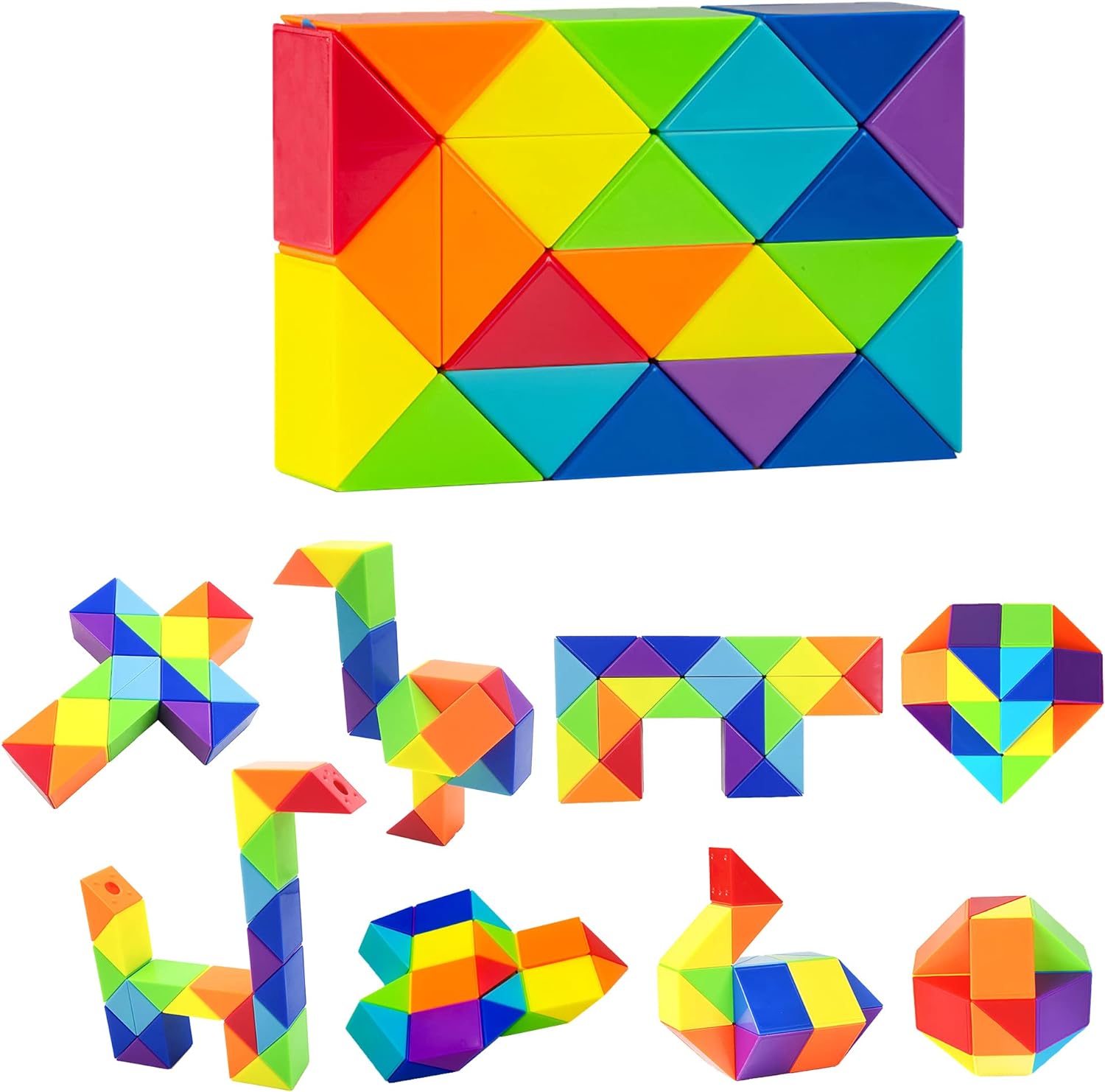 Snake Fidget Puzzle Cube Set Mini Twist Puzzles for Kids, Sensory Toys for Autism & Stress Relief and Party Favors