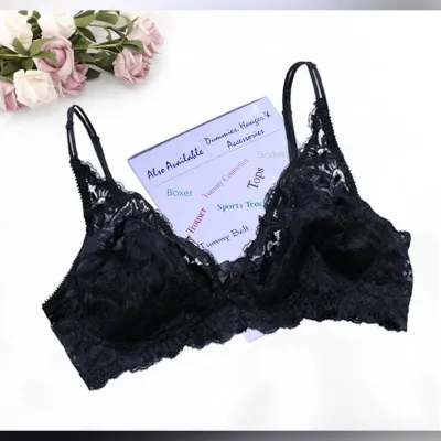 Galaxy Undergarments Lovely Lace Non-Padded Wired Bra - Black Bra For Girls