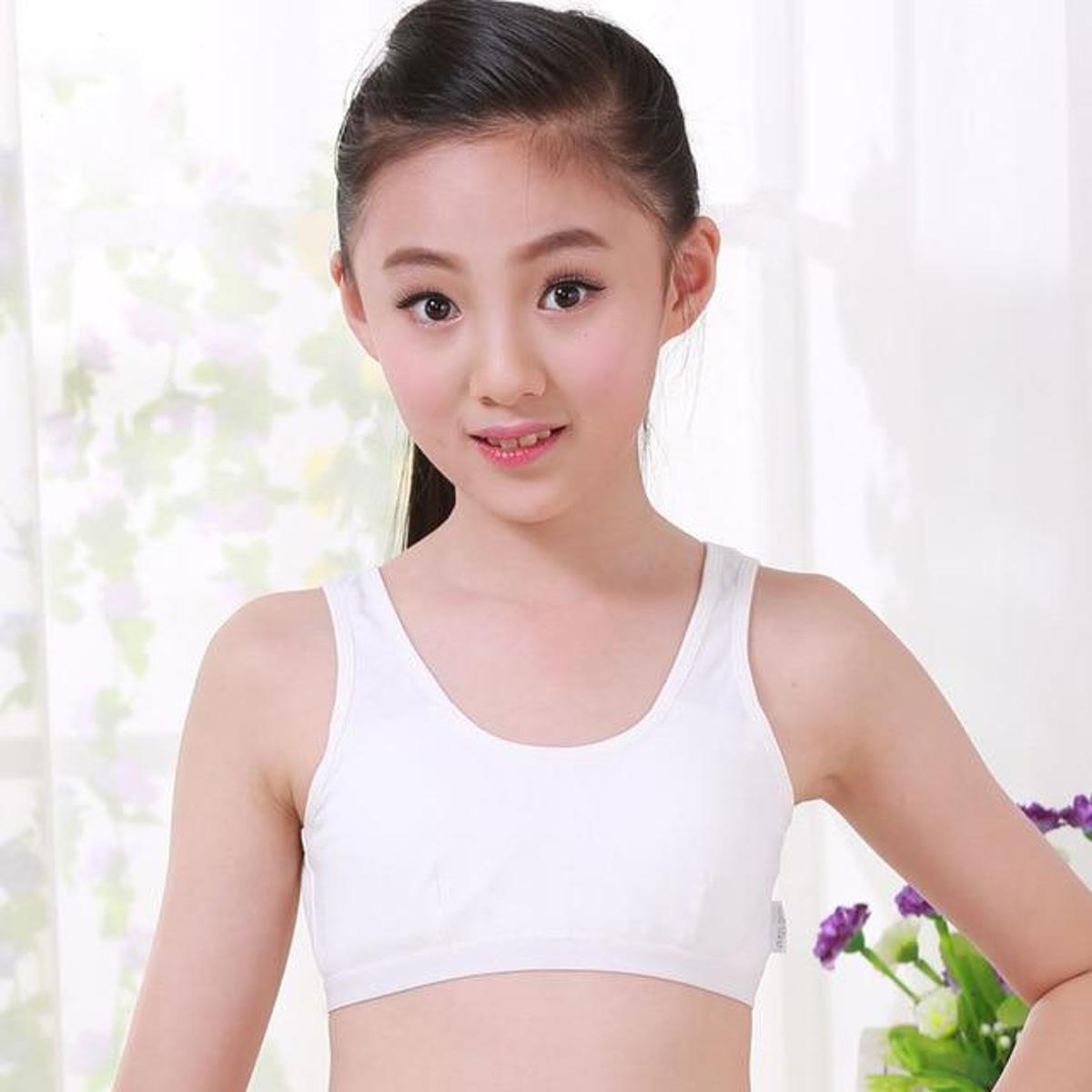 Wholesale Teenage Girls Underwear 14 Years Cotton Solid White Training Bras  for Girls Vest School Children Clothing