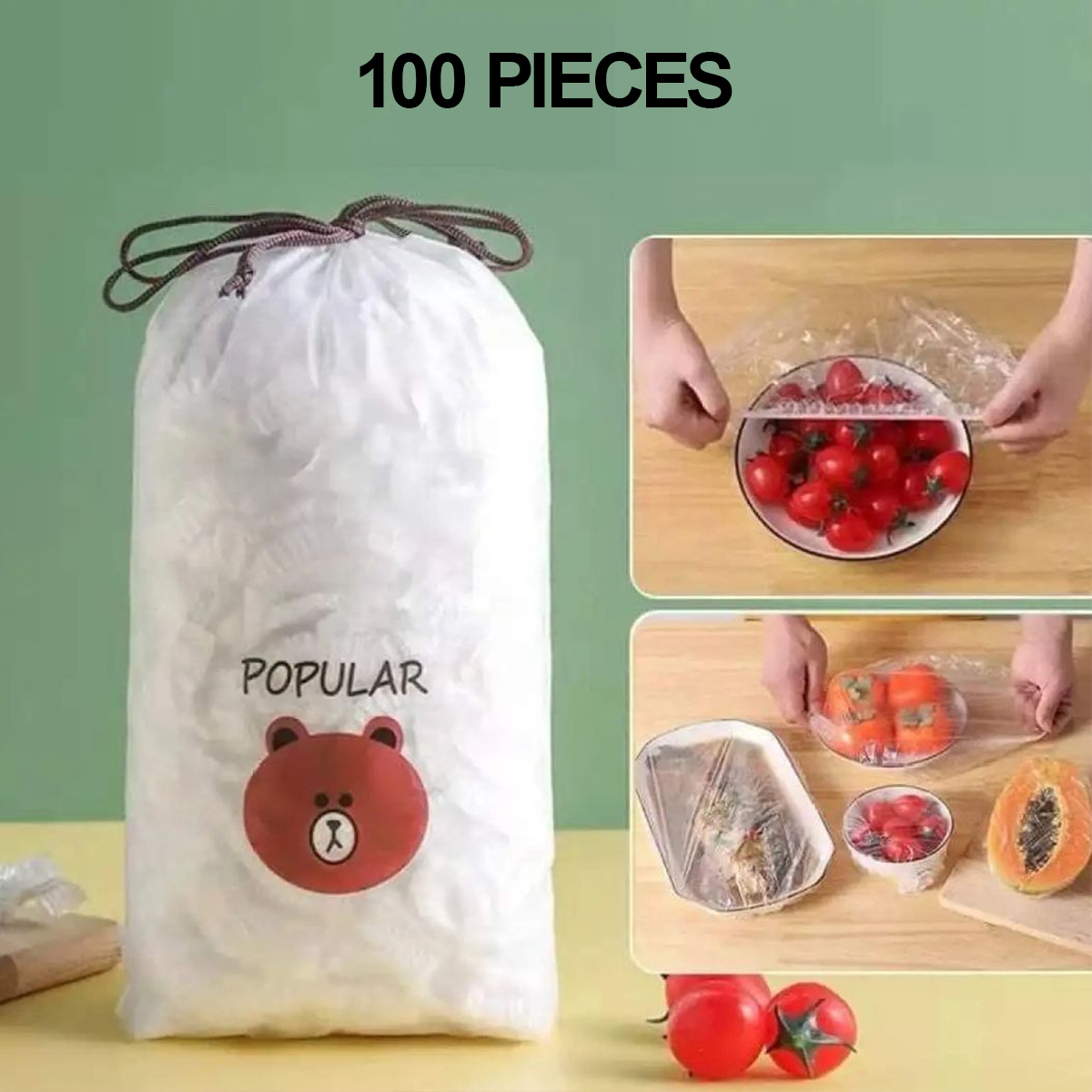 Fresh Food Keeping Bags Plastic Pack of 100 Sealing Food Cover Elastic Stretch Adjustable Bowl Lids Reusable Kitchen Wrap Reusable Elastic Food Bowl Storage Covers Sublaga Bowl Covers Dish Plate Covers Alternative to foil Plastic Wrap Cup BPA Free