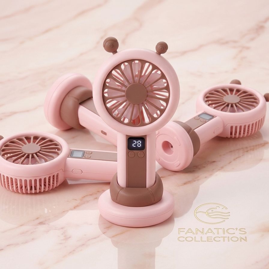 Portable USB Rechargeable Fan with Multiple Speed Settings and LED Light - Multi-Color Options