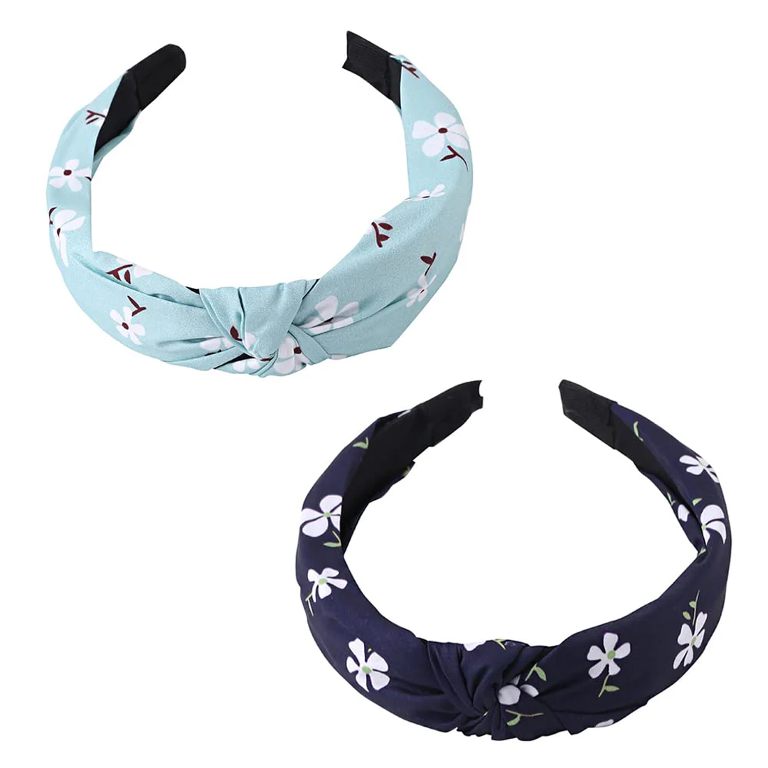 2 pcs Korean Style Knotted Headbands for Women Headdress Girls Vintage Hair Bands Cloth Wide Hairband Soft Hair Hoop Hair Accessories Headwear Fashion Hair Bands Print Headbands Floral Pattern Knotted Wide Headbands Multicolor Turban Knotted Hair bands price in Pakistan