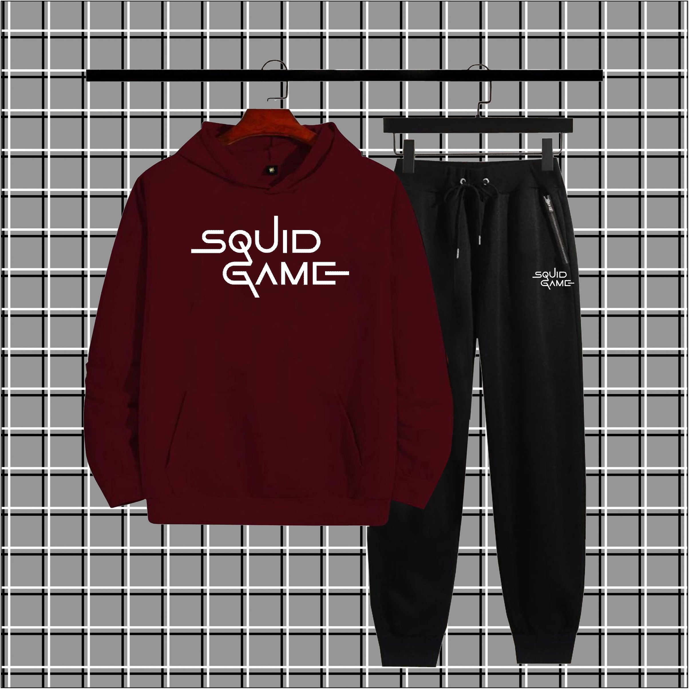 Squid game Printed winter Hood Tracksuit For Men and Boys