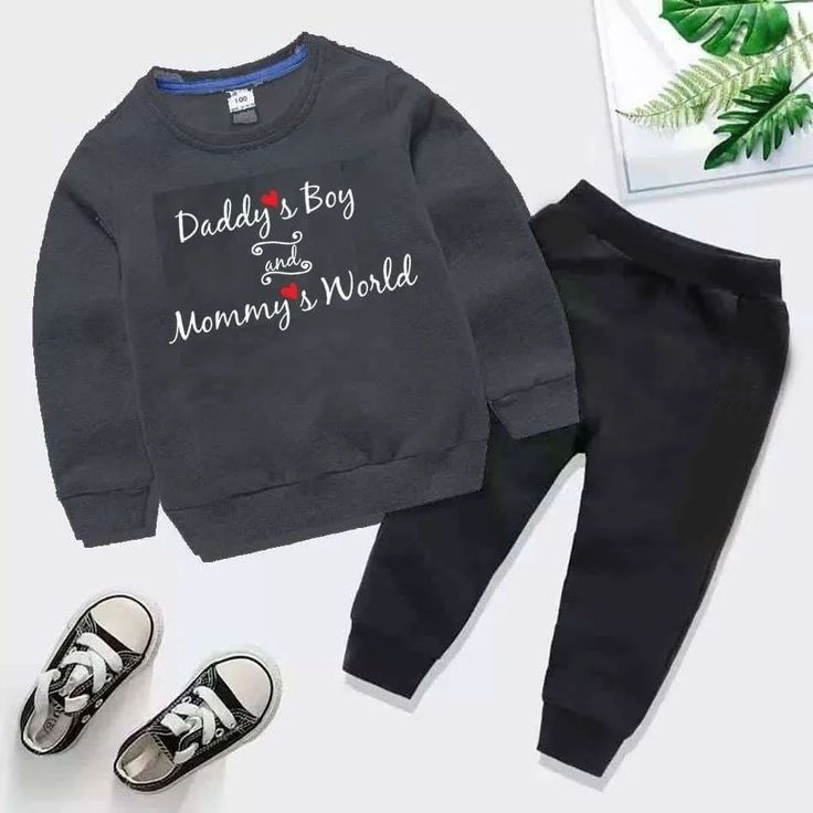 Sweatshirt & Pajama Cute & Cozy Fleece Baby Boy Winter Outfit – Printed Set Soft & Warm Clothing by Fajar Stock"
