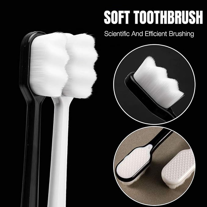 Original Ultra Fine Soft Toothbrush Nano Bristle Adult Tooth Brush Teeth Deep Cleaning Dental Oral Care Antibacterial Gum Health Hygiene Super Micro Toothbrushes For Sensitive Gums Fiber Thin Hair Whitening Superfine Thick Wave Bristled Cleansing Handle