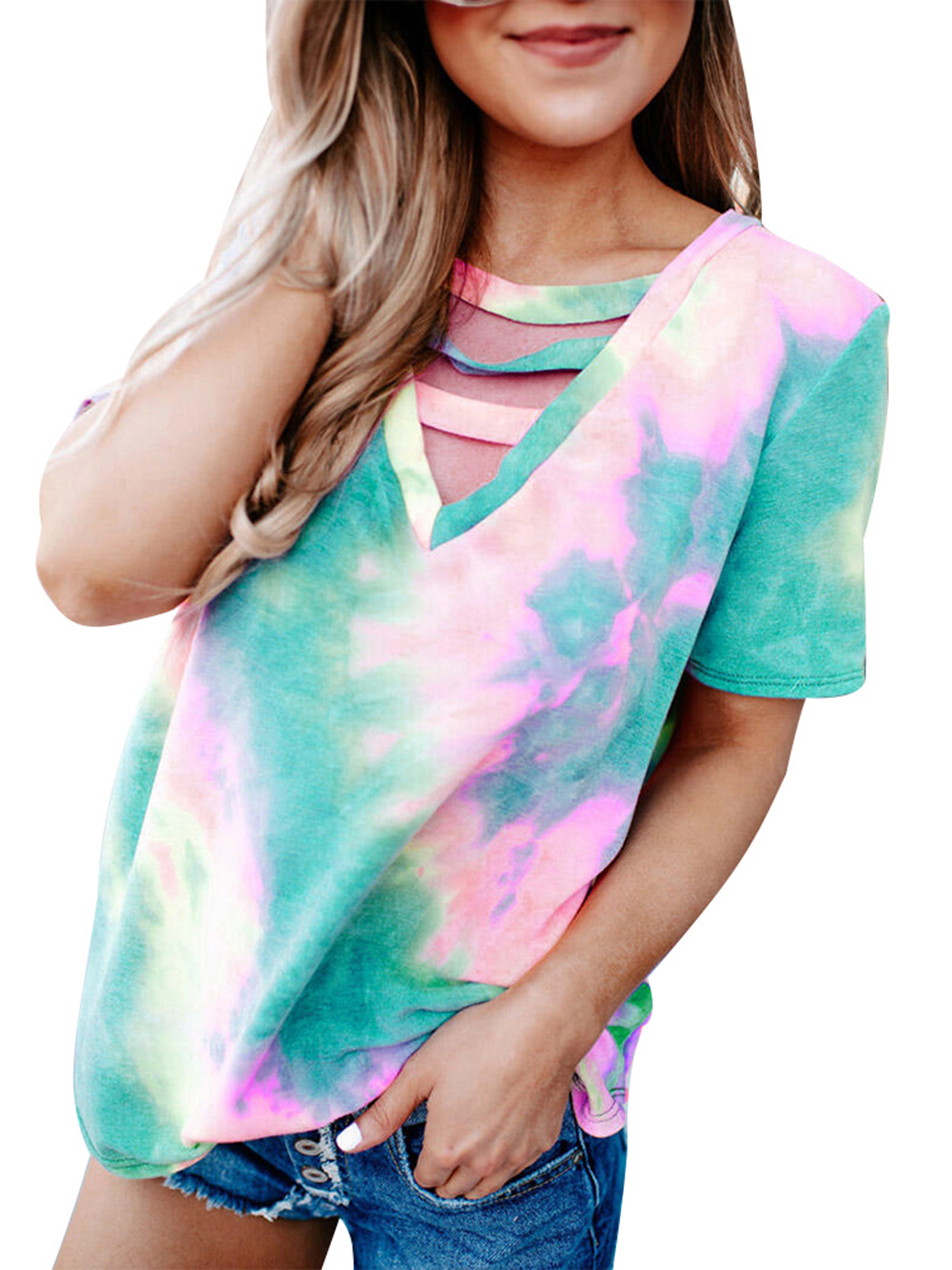 tie dye cut out shirt