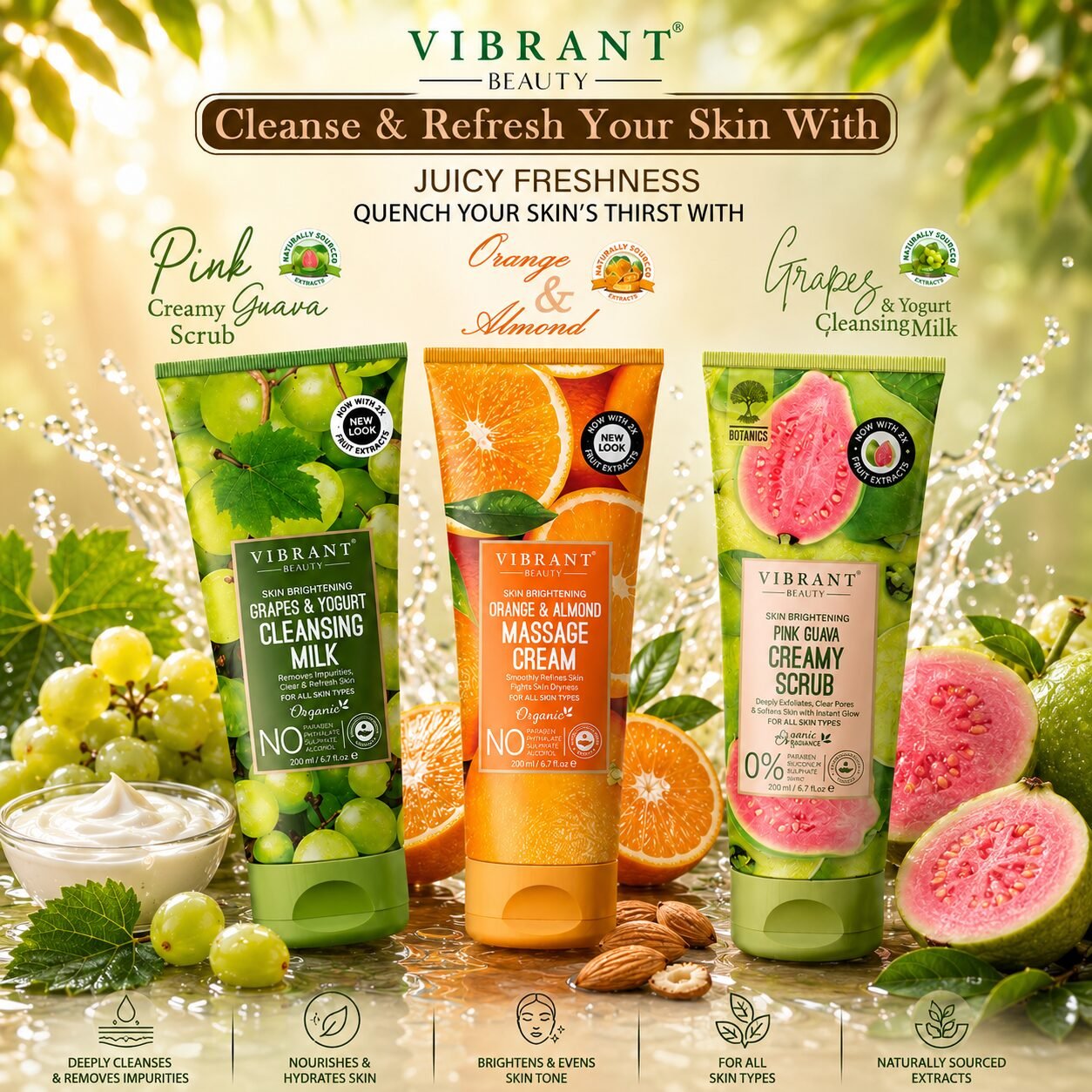 Vibrant Beauty Juicy Freshness Kit Pack of 3 | Personal Care Set | 200ml