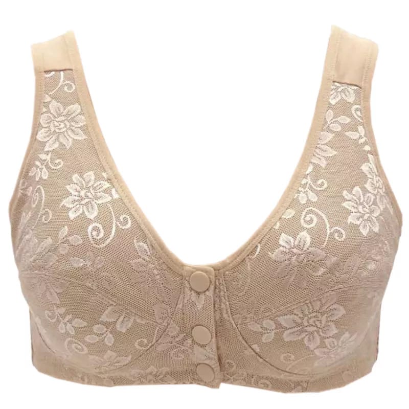 Breathable Seamless 3-Button Front Opening Nursing Bra for Maternity Support