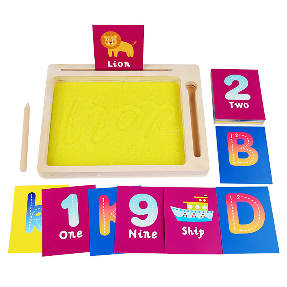 Pinshang Kids Wooden Sand Tray With Wood Pen Diy Sand Writing Painting Set Early Educational Toys Gifts For Boys Girls