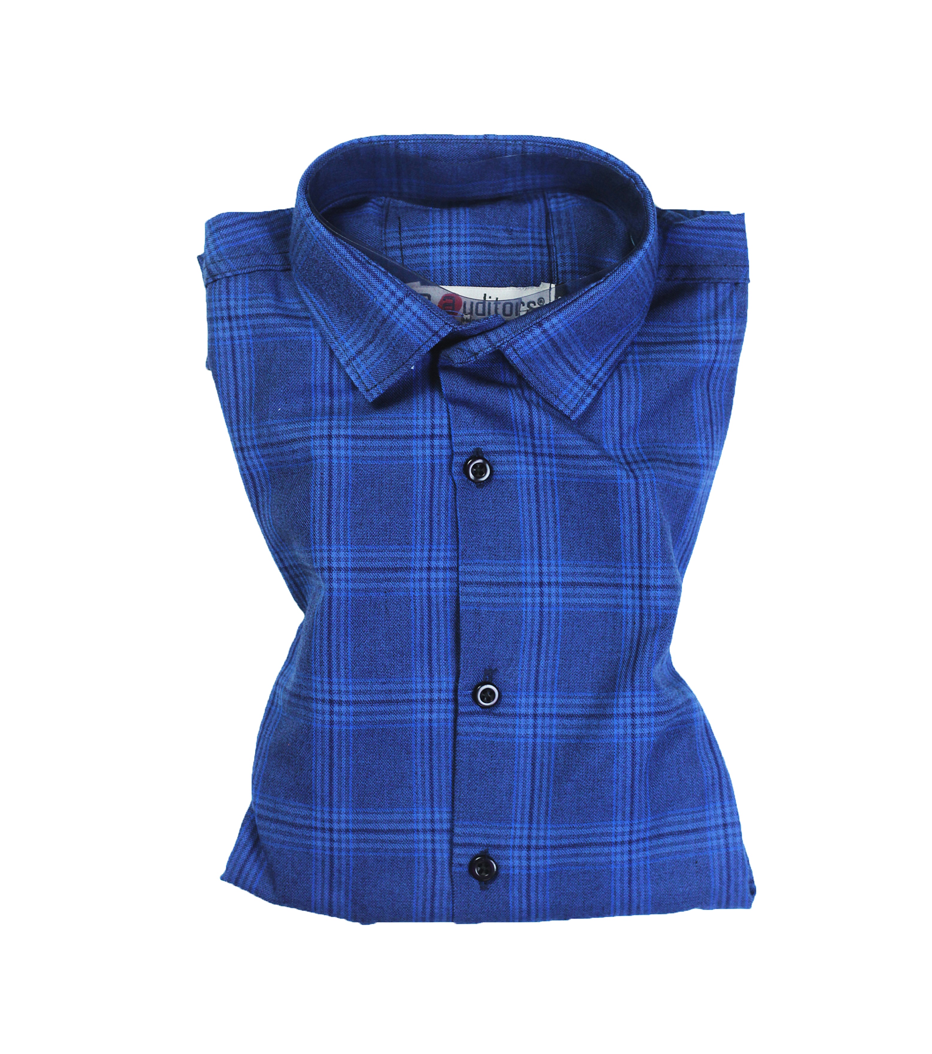 Auditors®️ Mens Semi-Formal Blue Check Cotton Shirt 100% Pure Cotton Fabric For Mens - For Office and Events