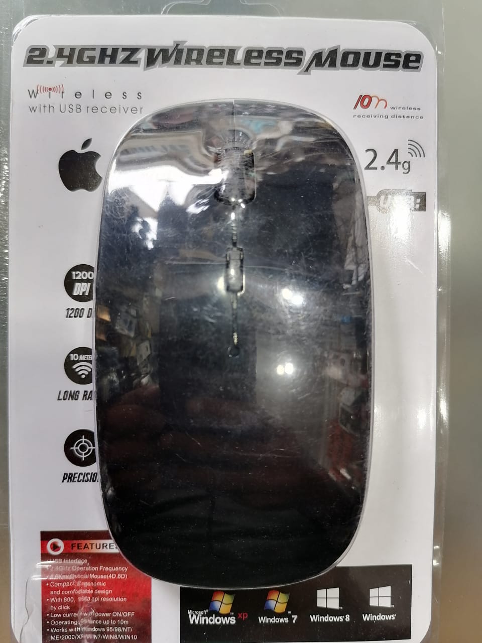 Macaron Optical Wireless Optical Mouse 2.4-Ghz With Nano Receiver - Black