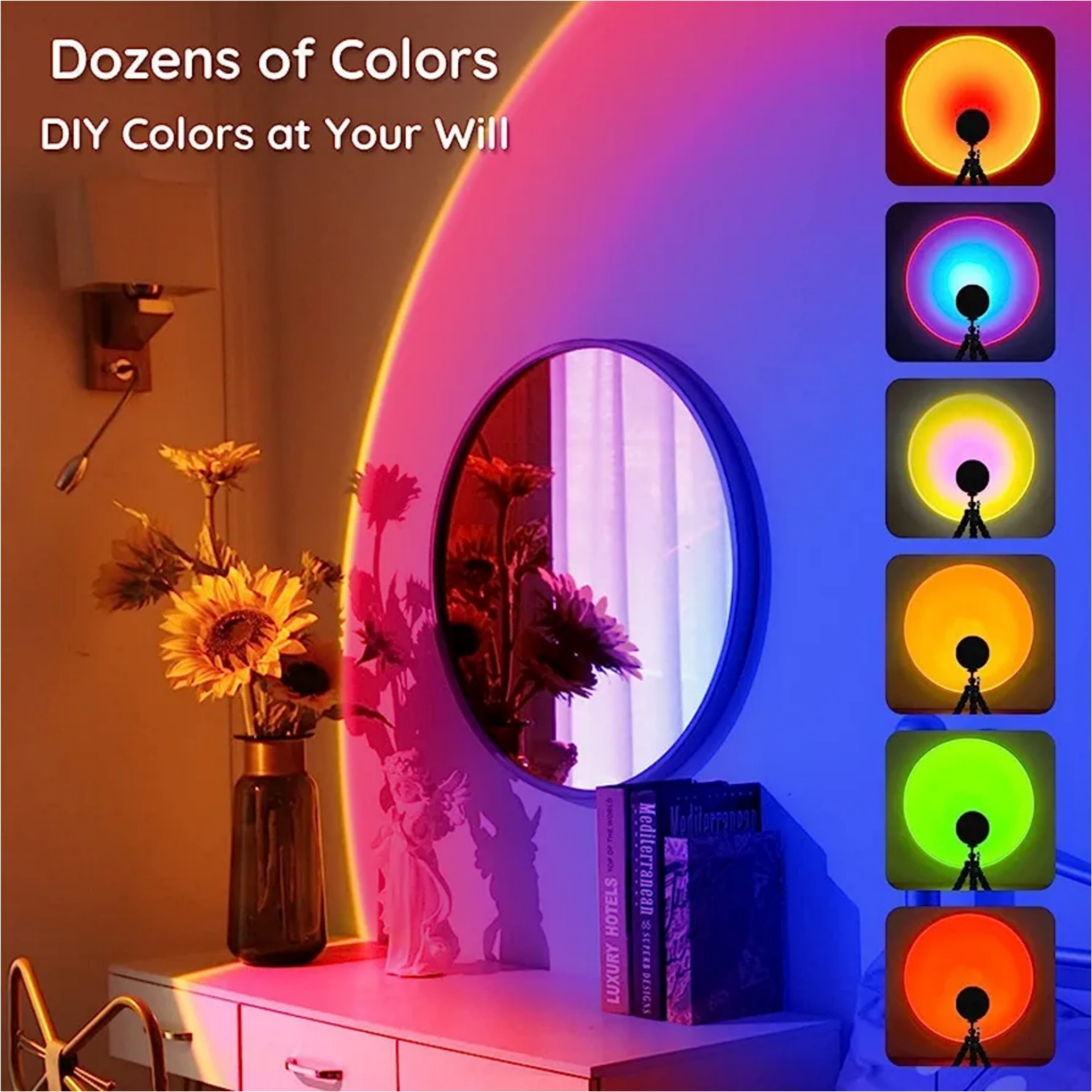 Remote Control Sunset Lamp Projector 16 Colors Changing RGB | Mobile Photography Backgrounds Accessories Lighting Kit Wallpaper