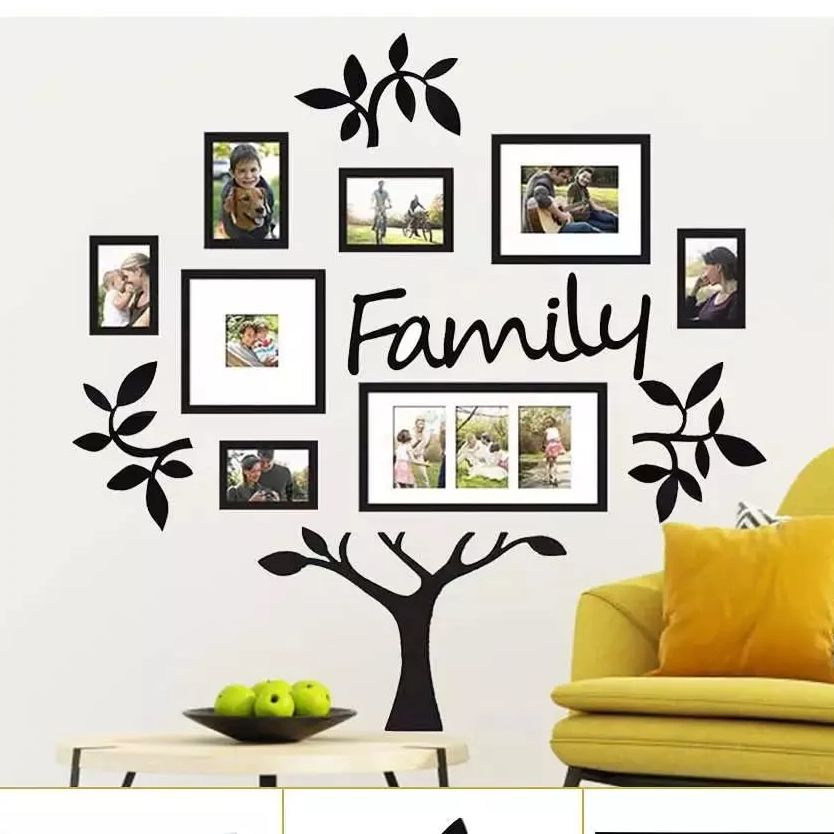 Vintage 5 Frames Tree Wooden Wall Decor Ideas 3d Laser Cut Wooden