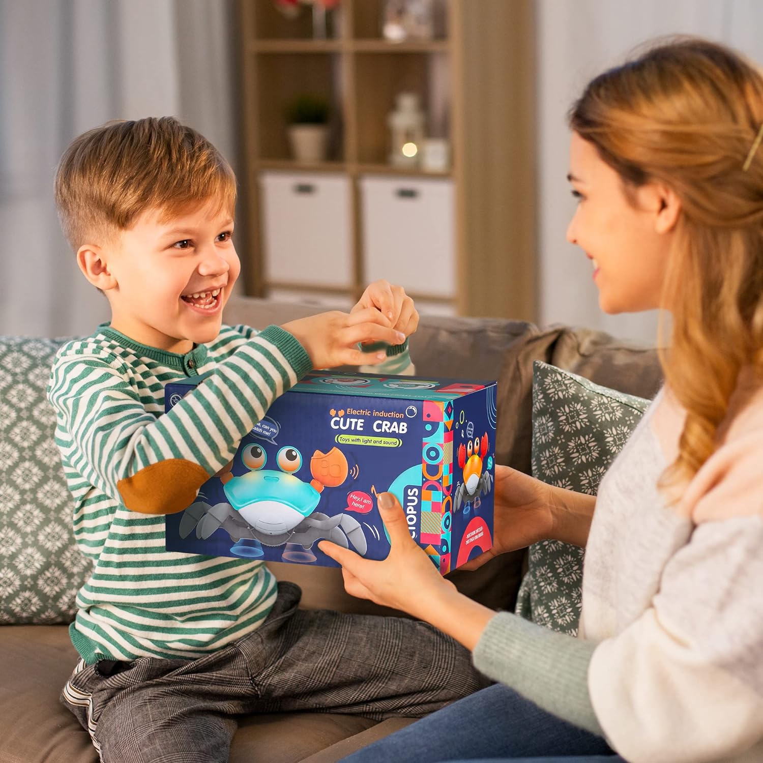 Crawling Crab Toy for Kids | Automatic Induction Escape Crab with Lights & Music | Interactive Walking Toy (QC-1Y)