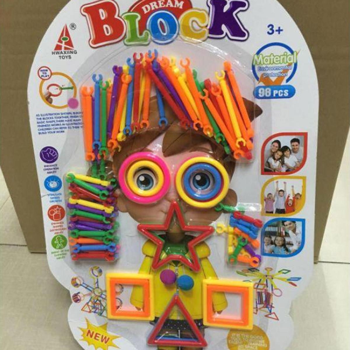 Magic Stick Blocks Colorful Dream Blocks Plastic Building Stick Kits - 98 Pcs - Teeli Blocks
