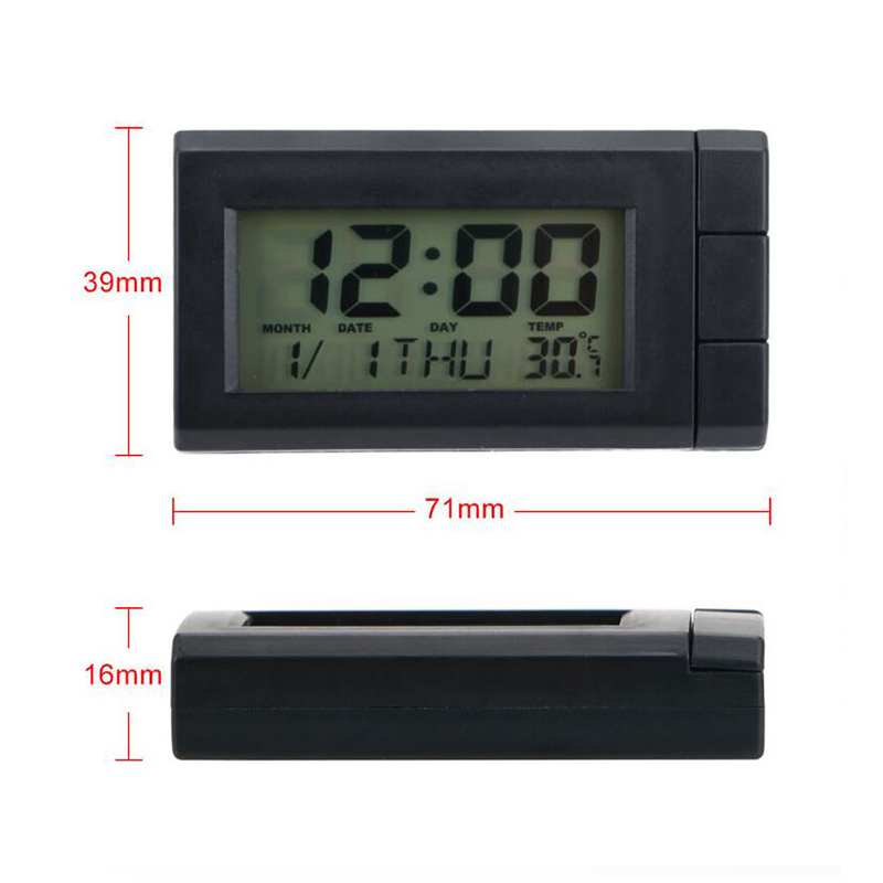 Car Digital Clock Automobile Mini Watch Thermometer Multifunction Month  Date Clocks LCD Backlight Auto Interior Decoration CT66