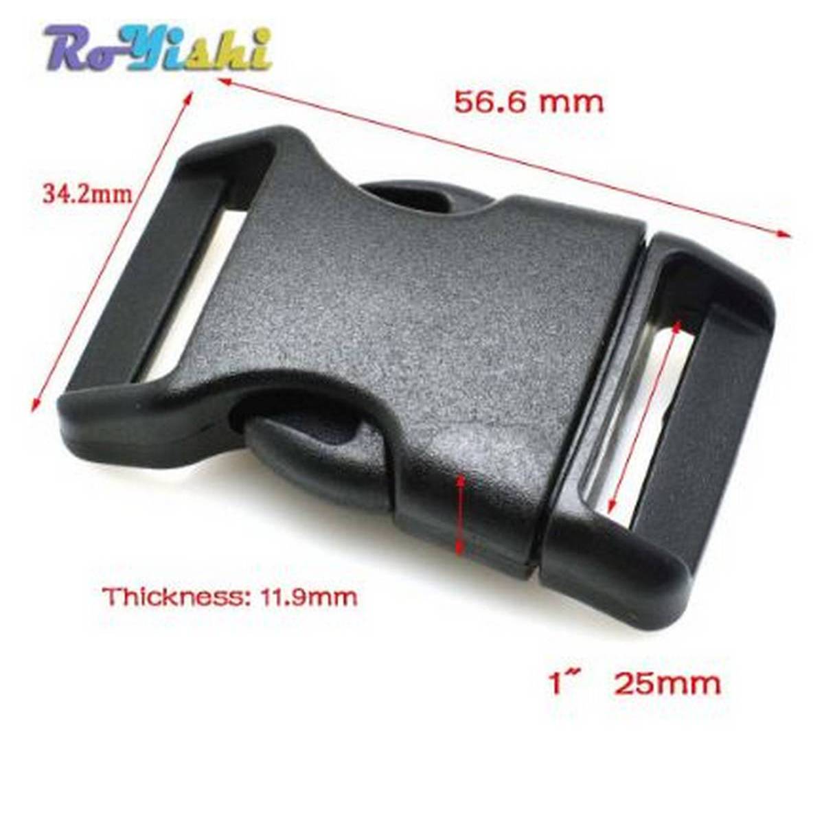 Plastic Buckle Black Backpack Straps  4pcs