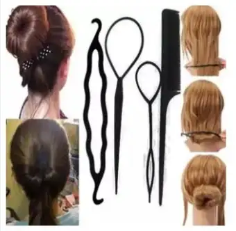 Hair Tools 4 Pcs Professional Hair Braiding Tools For Women Hair Accessories Black Hairbands For Hairstyles Hair Styling Tool Kit
