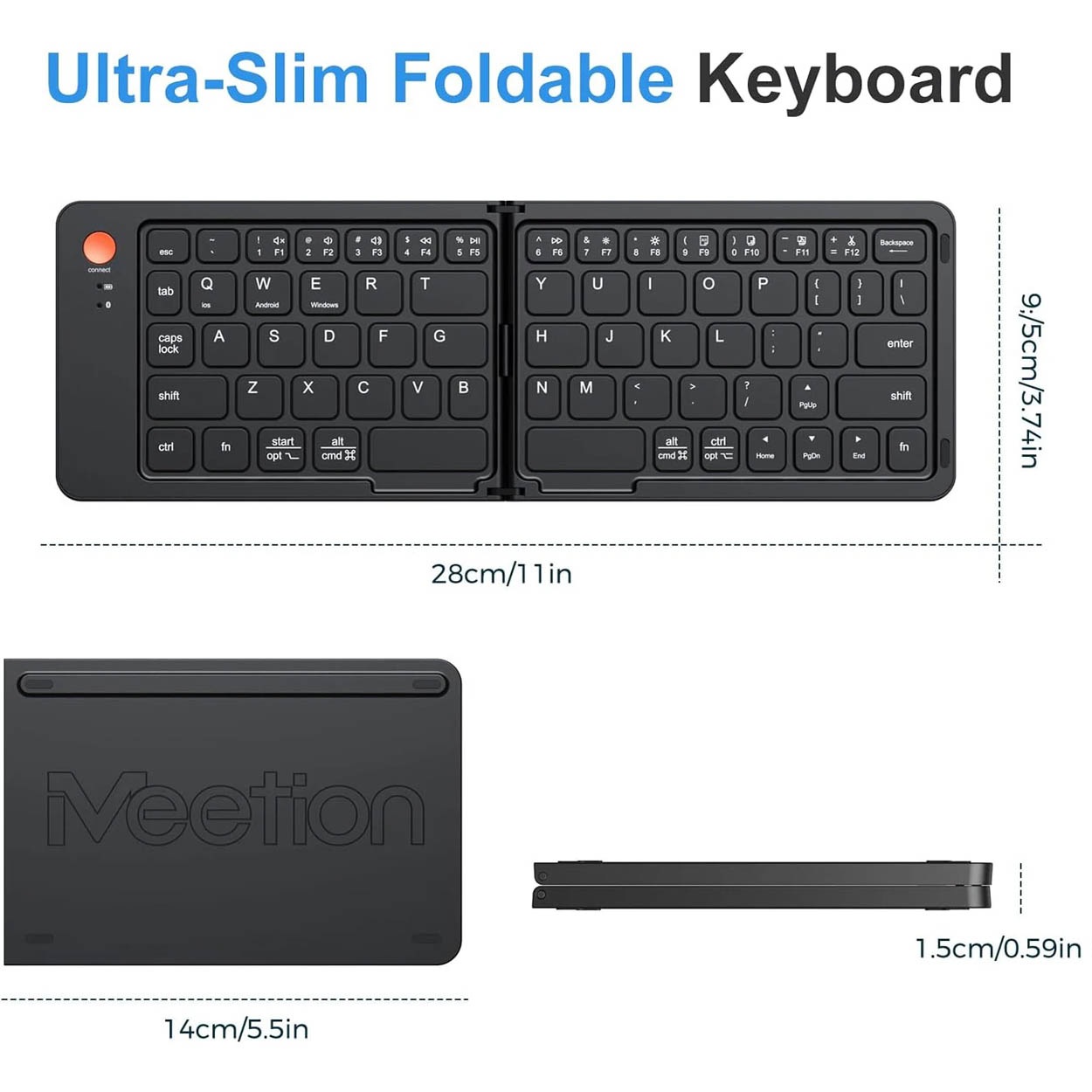 B023 11 INCH FOLDABLE & RECHARGEABLE BLUETOOTH KEYBOARD