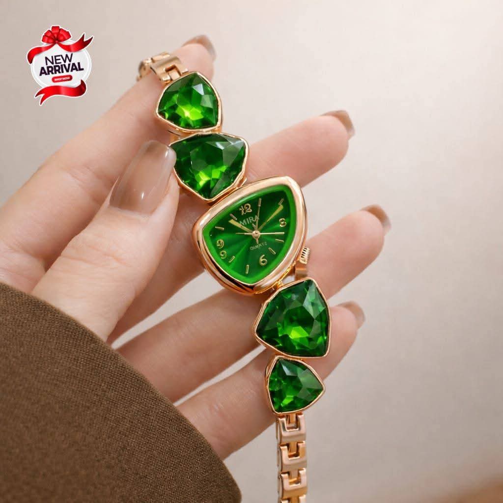 Premium Luxury Crystal Gemstone Ladies Watch | Elegant Fashion Bracelet Quartz Watch for Women