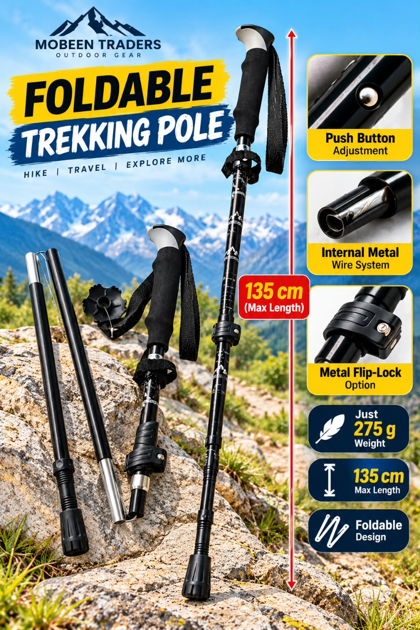 Trekking Pole - Adjustable Antishock Trekking Hiking Walking Stick