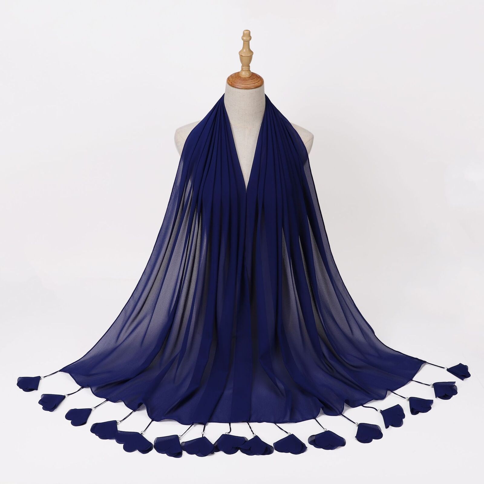 aldhani-Chiffon Hijab Scarf Women Head Wrap Shawls Flower Hijabs Tassel Scarves