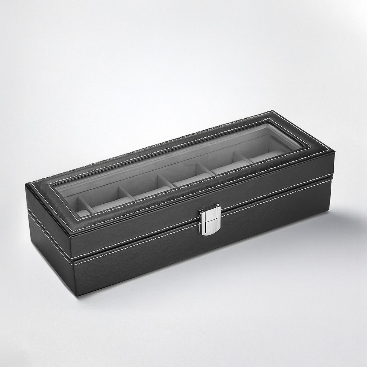 Watch Box Organizer for Men PU Leather Storage Case Classic and Luxury Style Black/Brown 6/8/10/12 Grid